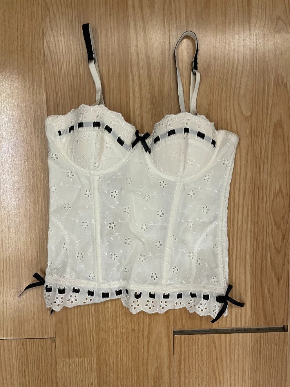 Blush Brand Black and White Goth Corset with Bows- XS